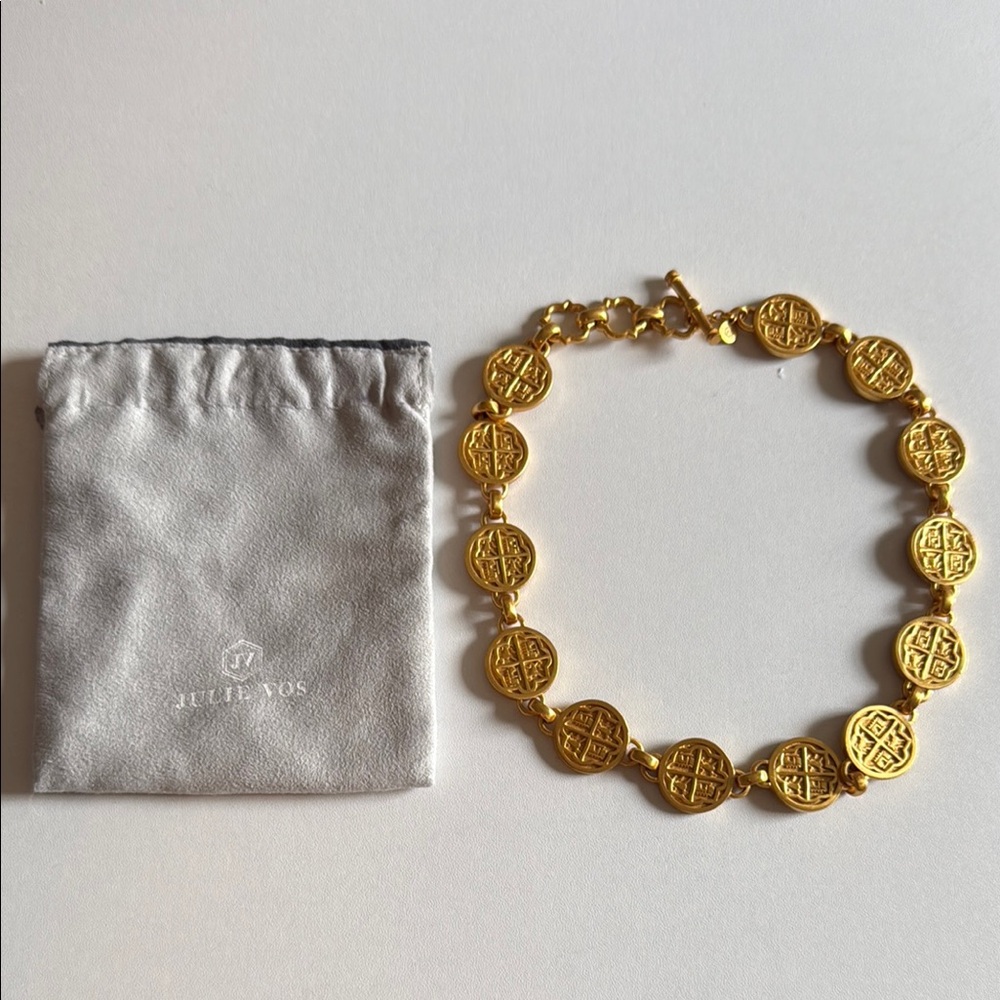 Julie Vos Gold Medallion Necklace 15” with extender to 17”